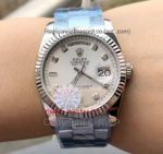 Copy Rolex Day Date 36MM Oyster SS Diamond Markers White Dial Man's Watch